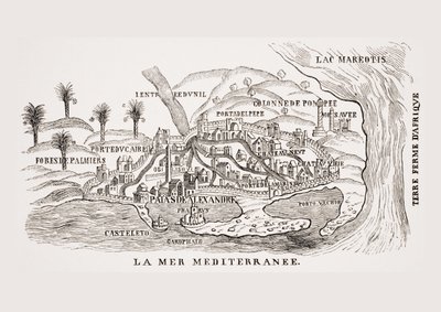 Uitzicht op Alexandrië, Egypte, naar een houtsnede in 